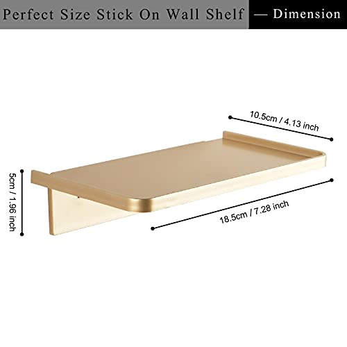 JDYOOMI Acrylic Floating Wall Shelves - Small Stick-on Wall Mounted Phone Shelf Holder Wipes Rack Smart Speaker Shelf for Bathroom,Kitchen,Toilet,Bedroom,Office - Gold - color: Gold