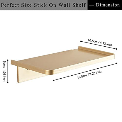 JDYOOMI Acrylic Floating Wall Shelves - Small Stick-on Wall Mounted Phone Shelf Holder Wipes Rack Smart Speaker Shelf for Bathroom,Kitchen,Toilet,Bedroom,Office - Gold - color: Gold