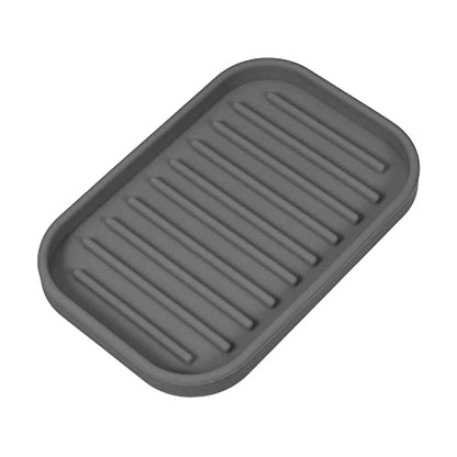 VOCOSTE Silicone Soap Dish, Dark Gray, 13.5x9cm | Soap Cleaning Storage, Keep Soap Dry, For Home Bathroom Kitchen - color: Dark Gray