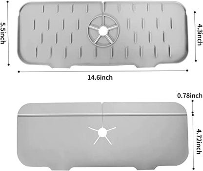 Silicone Faucet Sink Mat Sink Splash Guard, Sink Drain Pad Behind Faucet, Bathroom Drip Protector Splashback Countertop Protection Faucet Handle drip Catcher (Grey 1pcs) - color: Grey 1pcs