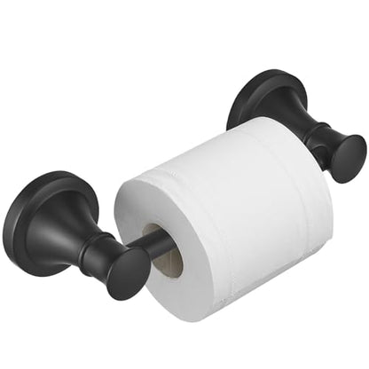 Bathroom Toilet Paper Holder Wall Mount Tissue Holder Matte Black | Rustproof Toilet Tissue Roll Holder, Flexible Double Post Pivoting Handle, Bathroom Accessories SUS304 Stainless Steel - color: Matte Black