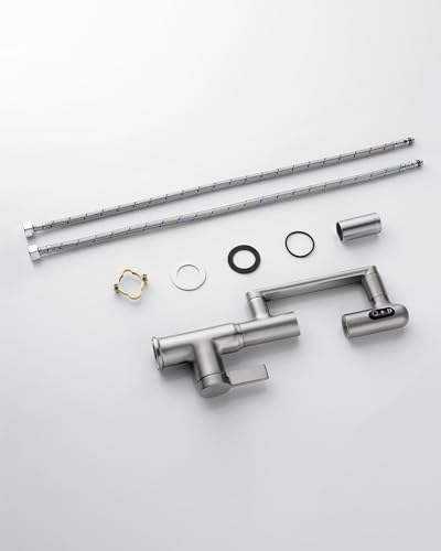 Rotatable Bathroom Faucet with Temperature Display in Fahrenheit (Batteries-Free), 3 Water Outlet Modes, Brushed Nickel - color: Silver