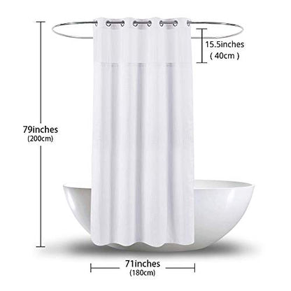 Hotel Grade Waffle Weave Fabric Hook Free Shower Curtain with Magnets Snap-in Liner - Heavy Duty Bath Curtain with See Through Top Machine Washable 71" W * 79“ L White - color: White, size: 71"W x 79"L (Pack of 1)