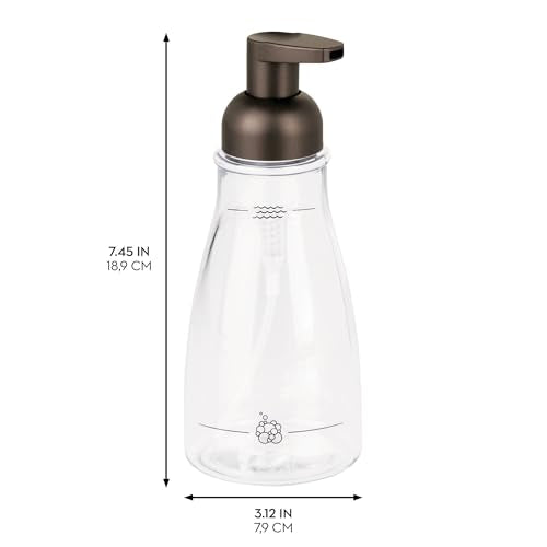 iDesign Refillable Foaming Dispenser for Kitchen or Bathroom Vanity-Set of 2-Clear/Bronze soap Pump - color: Clear/Bronze, style: Pack of 2