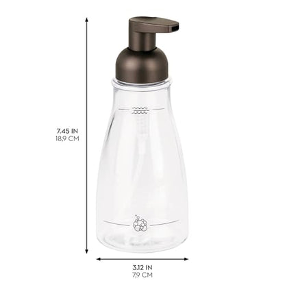 iDesign Refillable Foaming Dispenser for Kitchen or Bathroom Vanity-Set of 2-Clear/Bronze soap Pump - color: Clear/Bronze, style: Pack of 2