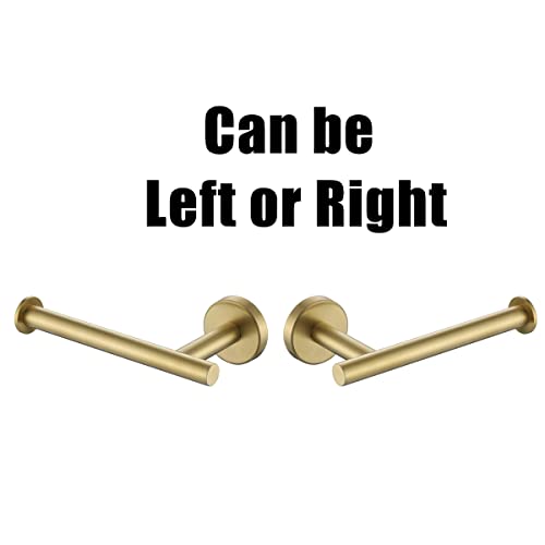 JQK Gold Toilet Paper Holder, 5 Inch Tissue Paper Dispenser, 304 Stainless Steel Thick 0.8mm Wall Mount, Brushed Brass, 2 Pack, TPH120-BG-P2 - color: Gold, size: Knob(2 Pack)