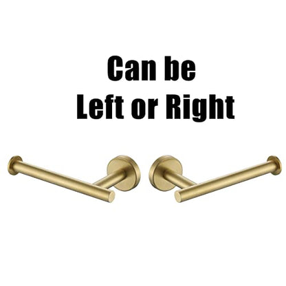 JQK Gold Toilet Paper Holder, 5 Inch Tissue Paper Dispenser, 304 Stainless Steel Thick 0.8mm Wall Mount, Brushed Brass, 2 Pack, TPH120-BG-P2 - color: Gold, size: Knob(2 Pack)