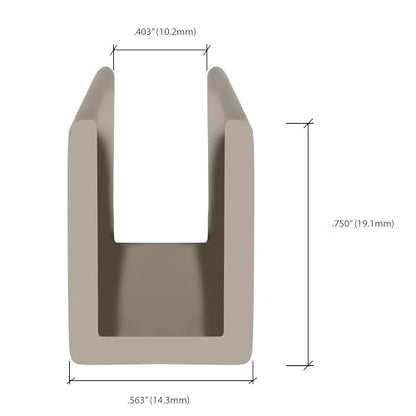 Brixwell SDCD38PN-CCP4 Polished Nickel 3/8" Fixed Panel Shower Door Deep U-Channel - 4 inch Sample - color: Polished Nickel, size: 4 Inch - Sample