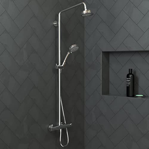 hansgrohe Croma 100 Classic 5-inch Showerhead Low Flow Classic 3-Spray Full, Pulsating Massage, Intense Turbo Water Saving with QuickClean in Chrome, 04751000 - color: Chrome