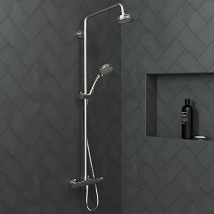 hansgrohe Croma 100 Classic 5-inch Showerhead Low Flow Classic 3-Spray Full, Pulsating Massage, Intense Turbo Water Saving with QuickClean in Chrome, 04751000 - color: Chrome