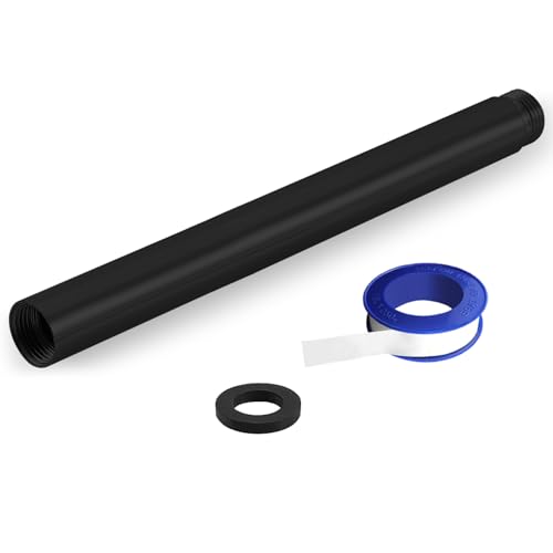 Shower Extension Arm, Solid Stainless Steel Shower Pipe Extension with Teflon Tape and Washer, For Lowering or Extending Showerhead (10 Inch, Matte Black) - color: Matte Black, style: 10 Inch