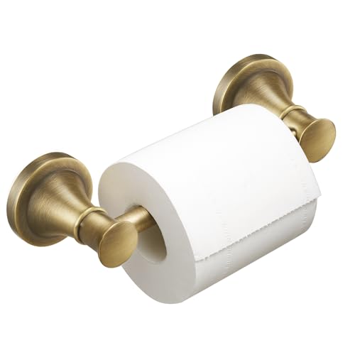 Bathroom Toilet Paper Holder Wall Mount Tissue Holder Antique Brass | Rustproof Toilet Tissue Roll Holder, Flexible Double Post Pivoting Handle, Bathroom Accessories SUS304 Stainless Steel - color: Antique Brass