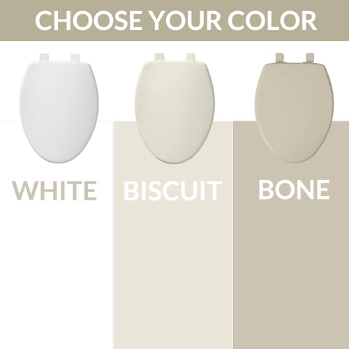 Bemis 7300SLEC Slow Close Toilet Seat, Easy Clean Hinges and Durable Plastic Seat, Made in USA, Elongated, Bone - color: Bone, size: Elongated