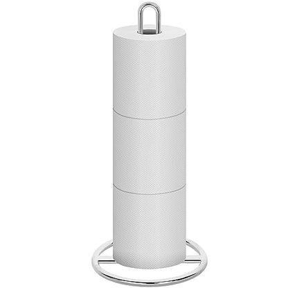 Toilet Paper Holder Stand, OBODING, Silver Freestanding Toilet Paper Holder for Storing 3 Rolls of Toilet Papers (Silver) - color: Silver