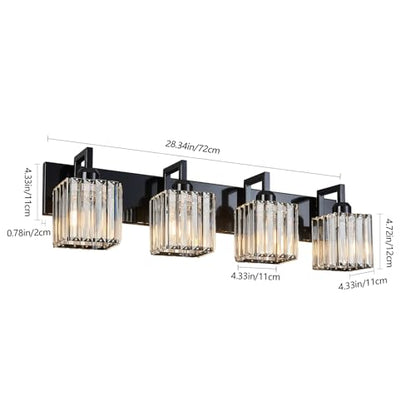 Modern Bathroom Vanity Light 4-Lights Plating Black Vanity Light Crystal Wall Light Bathroom Light Fixtures - color: Plating Black Crooked, size: 4-light