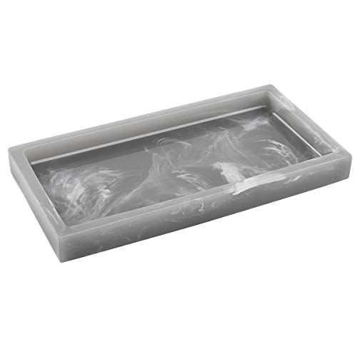 Luxspire Resin Bathroom Vanity Tray Countertop Organizer, Mini, Ink Gray | 8 x 4 inch, non-slip waterproof resin, easy wipe clean, fits bath kitchen vanity, holds jewelry toiletries soap - color: Ink Gray, size: Mini