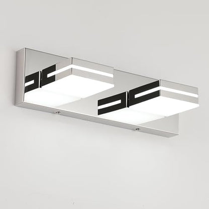 SineRise LED Modern Bathroom Vanity Light Fixtures, Modern Acrylic Bathroom Wall Lighting Fixtures Over Mirror, 2-Light, 15.5-Inch, Chrome, White - color: Chrome, White, size: 2-Light, 15.5-Inch