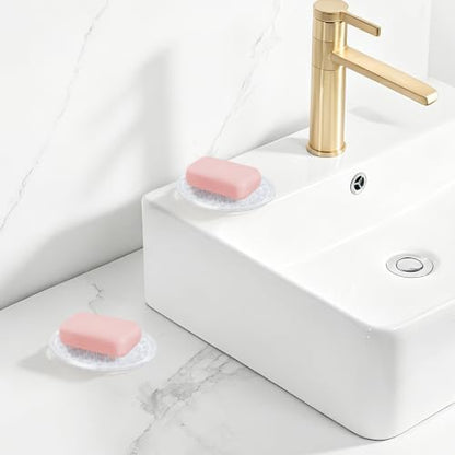 2 Pack Clear Soap Dish Self Draining Plastic Holder for Bathroom Kitchen | soapdish pad