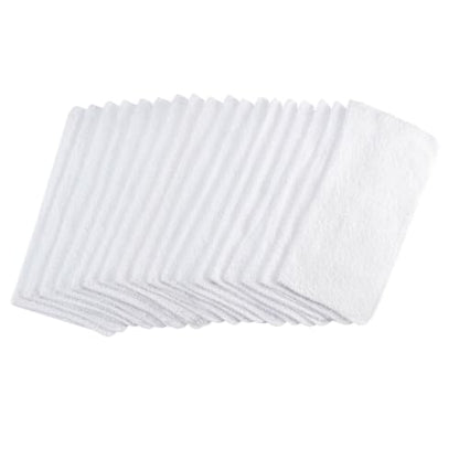 Washcloth Bundle, 18-Pack Soft White Wash Cloths for Everyday Household Use, Lightweight Absorbent Cloths for Indoor Cleaning, Bath, and General Home Tasks