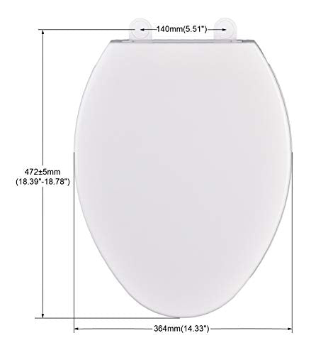 CYRRET Elongated Toilet Seat Slow Close, Easy to Install and Clean, Durable Plastic, White, Replacement Toilet Seats, Fits Standard Elongated, Obling or Oval Toilets - style: Elongated