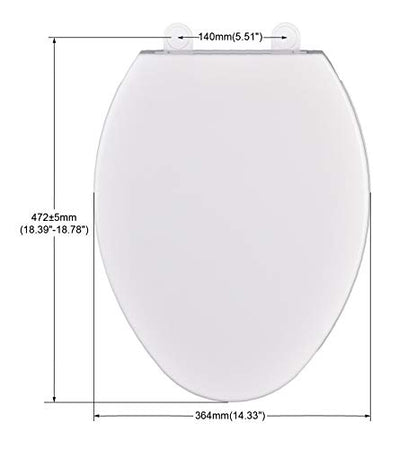 CYRRET Elongated Toilet Seat Slow Close, Easy to Install and Clean, Durable Plastic, White, Replacement Toilet Seats, Fits Standard Elongated, Obling or Oval Toilets - style: Elongated
