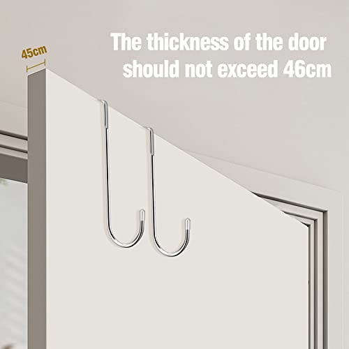 Tinfol 4 Pack Over The Door Hooks, Heavy Duty Stainless Steel Adjustable Double Hangers for Kitchen, Bathroom, Wardrobe, Office (Silver) - size: 4 Pieces Large