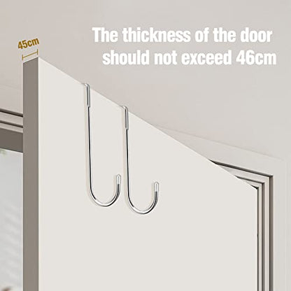 Tinfol 4 Pack Over The Door Hooks, Heavy Duty Stainless Steel Adjustable Double Hangers for Kitchen, Bathroom, Wardrobe, Office (Silver) - size: 4 Pieces Large