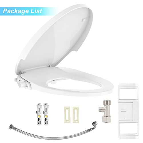 Bidet Toilet Seat Round, Non-Electric Bidet with Self Cleaning Dual Nozzles, Slow Close Lid, Bidet Attachment for Toilet Seat - color: Round(Non-Electric)