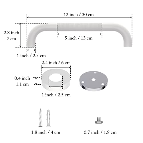 12 Inch Anti Slip Shower Grab Bar Oil Rubbed White, Munzong Bathroom Grab Bar, Knurled Bathroom Balance Bar,Safety Hand Rail Support Handicap Elderly Injury Senior Assist Bath Handle | Knurled Bathroom Balance Bar Safety Hand Rail Support Handicap Elderly