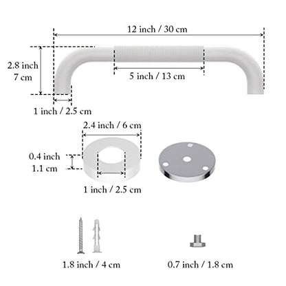 12 Inch Anti Slip Shower Grab Bar Oil Rubbed White, Munzong Bathroom Grab Bar, Knurled Bathroom Balance Bar,Safety Hand Rail Support Handicap Elderly Injury Senior Assist Bath Handle | Knurled Bathroom Balance Bar Safety Hand Rail Support Handicap Elderly
