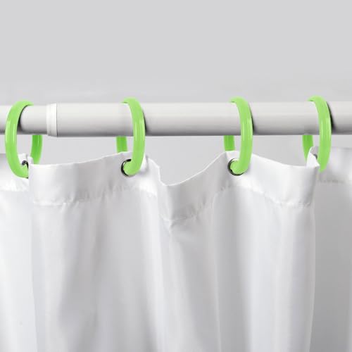 Green Shower Curtain Hooks - 12 Pcs Circular Plastic Shower Curtain Rings for Bathroom - O Shaped Green Shower Hooks Rings for Shower Curtain Rod - color: Green