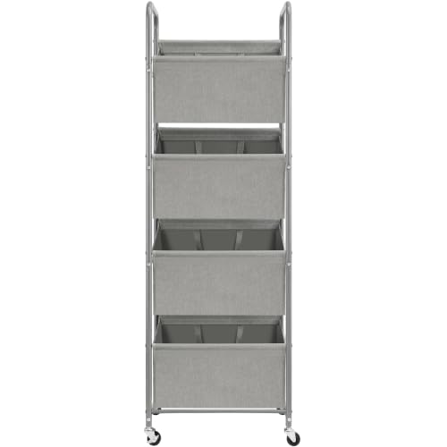 STO STO 4-Tier Vertical Rolling Laundry Hamper, Removable Bags, Gray Faric | 160L Capacity, Space-Saving Vertical Design, Rust-Resistant Steel Frame, Lockable Wheels, Ideal for Apartments & Small Spaces - color: Gray Faric, size: 4-Tier