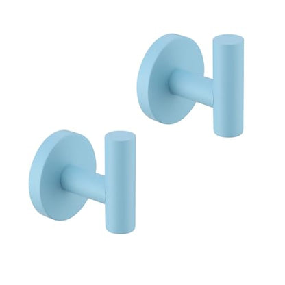 Towel Hooks for Bathrooms,Clear Sky Blue Wall Mount Hooks SUS 304 Stainless Steel Coat Hook Robe Hook Towel Hook 2 Count for Kitchen,Bedroom (Drilling),SE96006-8CKB - color: Clear Sky Blue