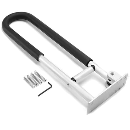 KUAFU 23.6 Inch Handicap Grab Bars Flip Up Folding Toilet Grab Bar Rails | Bathroom Safety Bar Hand Support for Disabled Elderly Pregnant Woman Wall Mounted Aluminum Silver