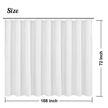 Embossed Microfiber Extra Wide Shower Curtain Liner 108 x 72 inches, Soft Fabric Shower Curtain Washable and Water Repellent,108x72, White - color: White, size: 108"W x 72"L (Pack of 1)