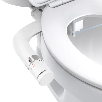 WATERLACE Bidet Attachment for Toilet Seat Sprayer - Non Electric Dual Nozzle with Cold Water - Self Cleaning Toilets Bathroom Spray for Butt Wash - Easy Slim Adjustable Pressure Control Rv Bidets - color: White