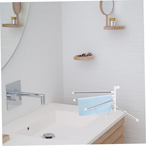 UKCOCO Stainless Steel Rotatory Towel Storage Shelf Wall Mounted Bar Bathroom Towel Holder with Punch Installation Scratch Resistant Rack
