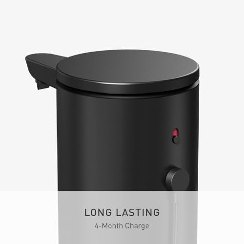 simplehuman Liquid Sensor Pump with Caddy, 9 oz Automatic Soap Dispenser for Kitchen and Bathroom, Touchless Motion Sensor, Variable Dispense, Rechargeable, High-Grade Matte Black Steel - color: Matte Black, style: 9 Oz. w/ Caddy