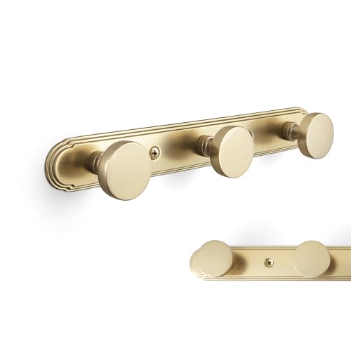 Goo-Ki 1 Pack Champagne Bronze Coat Rack Wall Mount Heavy Duty, Towel Rack Zinc Alloy Coat Hooks Wall Mounted for Hanging Bag Hat Clothes - color: Champagne Bronze, size: 3 Hooks