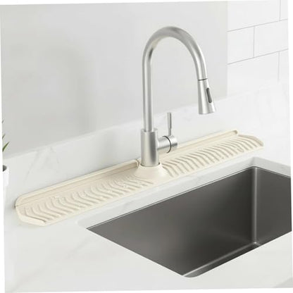 Silicone Sink Splash Guard, 30 Inch Foldable Mat - Adjustable Lock Guard for Kitchen Behind Faucet, Counter Protection(Beige) - color: Beige
