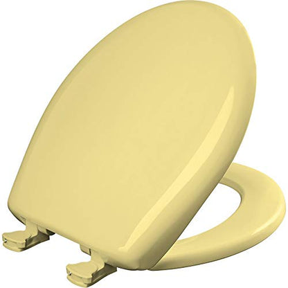 Bemis Classic Colors Slow Close Toilet Seat, Easy Clean Hinges and Durable Plastic Seat, Made in USA, Round, Yellow - color: Yellow, size: Round