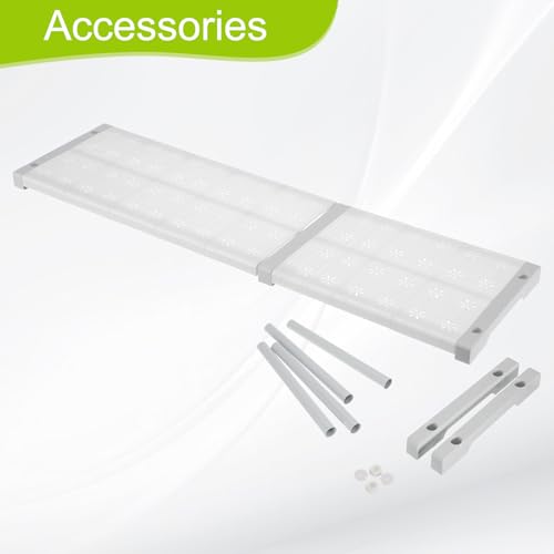 HARFINGTON Expandable Cabinet Tension Shelf 26.38" to 34.65" Adjustable Cabinet Organizer 32" x 9.45" Flower Pattern Table Storage Rack for Wardrobe Cupboard Kitchen Bedroom - size: 67cm to 88cm