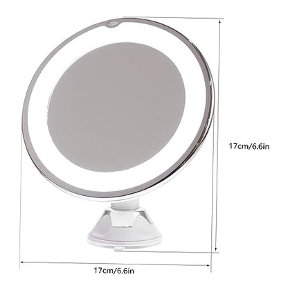 Ipetboom 10X Magnifying LED Makeup Mirror with Suction Cup Portable Lighted Vanity Mirror for Bathroom and Travel for Cosmetics Application and Grooming - size: 17x17cm