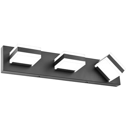 PRESDE 3-Light LED BathroomVanity Light Matte Black Bathroom Light Fixtures Over Mirror Modern Bath Wall Lighting - color: Black-Non Dimmable, size: 21.6inch