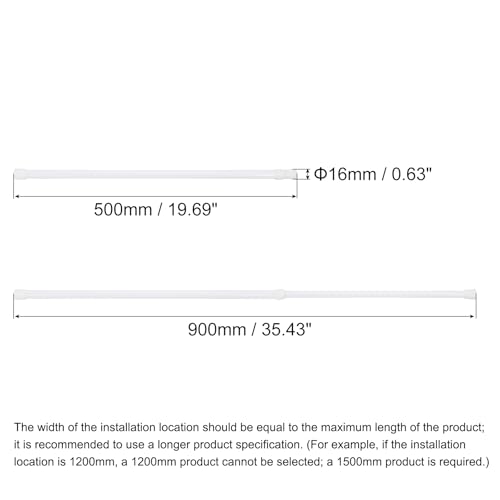 uxcell Tension Curtain Rod, Adjustable 20 to 35 inches, 0.51" Dia White Spring Tension Rod No Drilling Expandable Tension Rod for Doorway, Kitchen - size: 20-35 inch