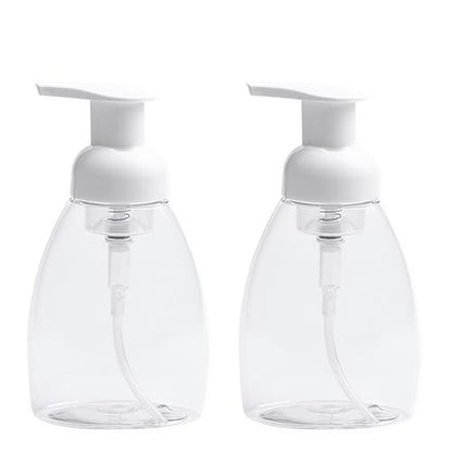 2-Pack Foaming Soap Dispenser Pump Bottles,Foam Hand Soap Dispenser with Refillable Plastic Container for Shampoo for Bathroom & Kitchen-Clear,8 oz(250ml)
