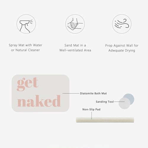Get Naked Patterns Diatomite Stone Bath Mat Shower Mat Quick-Dry, Non-Slip, Easy to Clean for Bathroom Floor - color: Pink