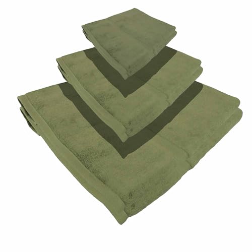 Thinkbamboo Soft Lightweight 3 Piece Bath Towel Set - 460 GSM 100% Bamboo Rayon - 24 Units - Sage Green - size: 8 Sets