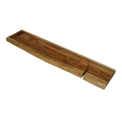 EcoDecors Eleganto 36" Live Edge Solid Teak Bath Caddy Tray with Handle, Book & Tablet Holder, Wine Glass Holders, Luxury Bathtub Tray - style: 36" Live Edge