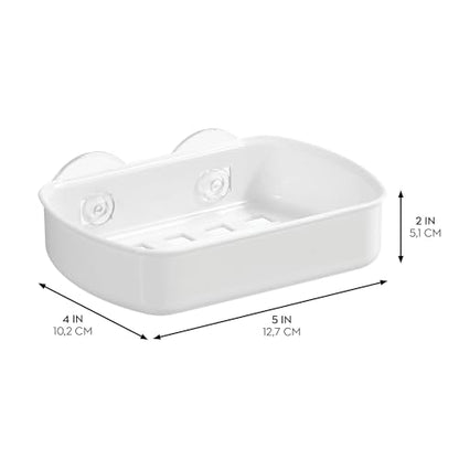 iDesign Suction Cup Soap Dish for Shower - White - color: White